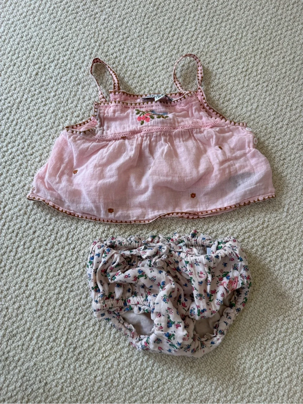 Emile et Ida Two-Piece Set - Embroidered Top & Bloomers